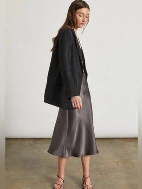 NWT ALMINA CONCEPT SILK SLIP SKIRT IN CHARCOAL